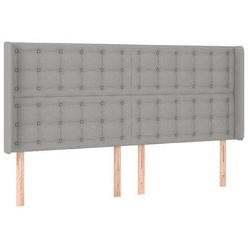 Vidaxl Vzglavje z ušesi svetlo sivo 163x16x118/128 cm blago