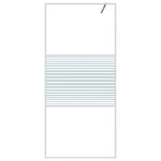Vidaxl Pregrada za tuš bela 90x195 cm prozorno ESG steklo