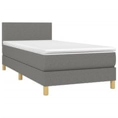 Vidaxl Box spring postelja z vzmetnico temno siva 80x200 cm blago