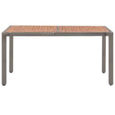 Vidaxl Vrtna miza siva 150x90x75 cm poli ratan in trden akacijev les