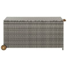 Vidaxl Vrtna škatla svetlo siva 130x65x115 cm poli ratan