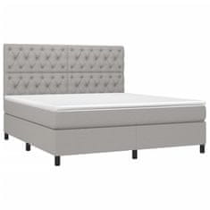 Vidaxl Box spring postelja z vzmetnico svetlo siva 160x200 cm žamet