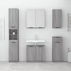 Vidaxl Kopalniška omarica siva sonoma 64,5x33,5x59 cm konstruiran les