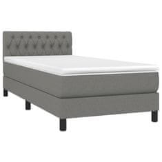 Vidaxl Box spring postelja z vzmetnico temno siva 90x200 cm blago