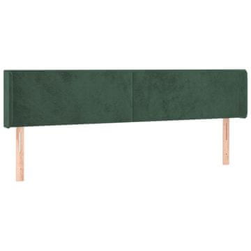 Vidaxl Vzglavje z ušesi temno zeleno 203x16x78/88 cm žamet