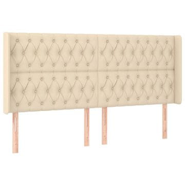Vidaxl Vzglavje z ušesi krem 203x16x118/128 cm blago