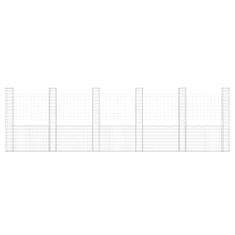 Vidaxl Gabion košara U-oblike s 6 stebri železo 620x20x200 cm