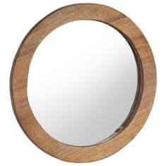 Vidaxl Stensko ogledalo 60 cm iz tikovine okroglo