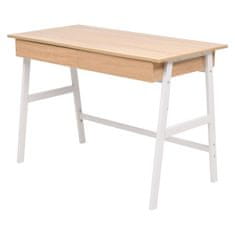 Vidaxl Pisalna miza 110x55x75 cm barva hrasta in bela