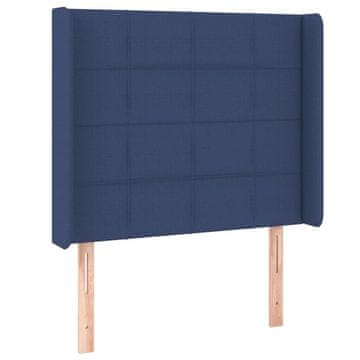 Vidaxl Vzglavje z ušesi modro 83x16x118/128 cm blago