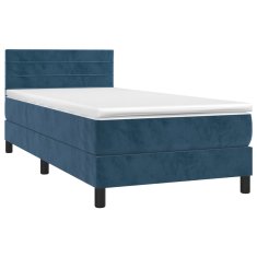 Vidaxl Box spring postelja z vzmetnico temno modra 90x200 cm žamet