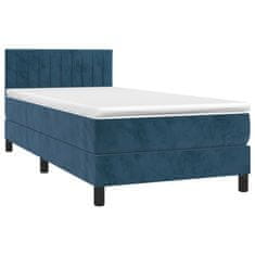 Vidaxl Box spring postelja z vzmetnico temno modra 90x200 cm žamet