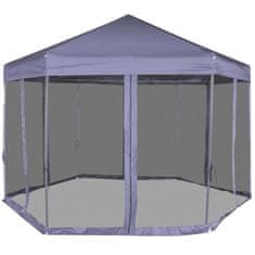 Vidaxl Šestkoten Pop-Up šotor s 6 stranicami temno moder 3,6x3,1 m