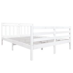 Vidaxl Posteljni okvir bel iz trdnega lesa 140x190 cm