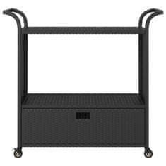 Vidaxl Barski voziček s predalom črn 100x45x97 cm poli ratan
