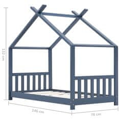 Vidaxl Otroški posteljni okvir siv iz trdne borovine 70x140 cm