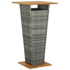 Vidaxl Barska miza siva 60x60x110 cm poli ratan in trden akacijev les