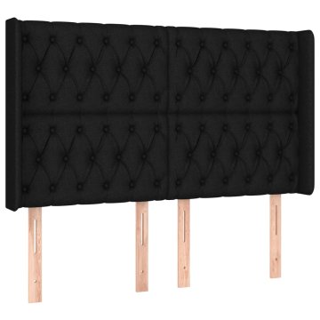 Vidaxl Vzglavje z ušesi črno 147x16x118/128 cm blago