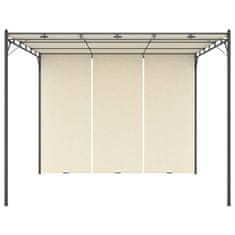Vidaxl Vrtni paviljon s stransko zaveso 3x3x2,25m krem
