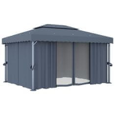 Vidaxl Paviljon z zaveso 4x3 m antraciten aluminij