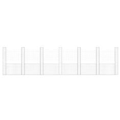 Vidaxl Gabion košara U-oblike s 7 stebri železo 740x20x200 cm
