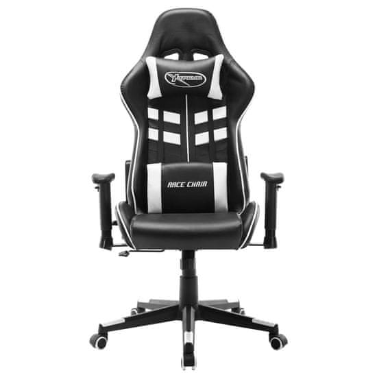 Vidaxl Gaming stol črno in belo umetno usnje