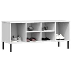 Vidaxl Regal za čevlje s kovinskimi nogami bel 106x35x45 cm trden les