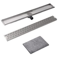Vidaxl Kanaleta za Tuš Črtice 930x140 mm Nerjaveče Jeklo