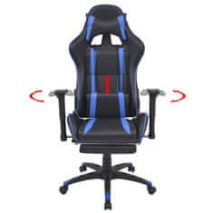 Vidaxl Pisarniški stol s športnim sedežem in oporo za noge modre barve