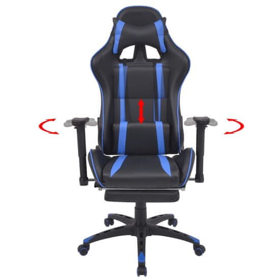 Vidaxl Pisarniški stol s športnim sedežem in oporo za noge modre barve