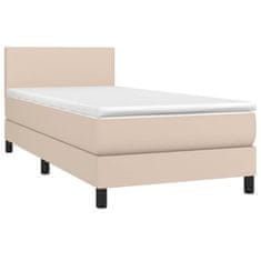 Vidaxl Box spring postelja z vzmetnico kapučino 90x200 cm umetno usnje