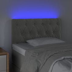 Vidaxl LED posteljno vzglavje svetlo sivo 80x7x78/88 cm žamet