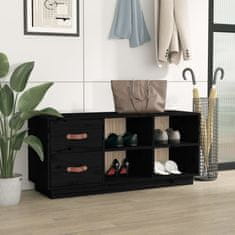 Vidaxl Klop za čevlje črna 100x34x45 cm trdna borovina