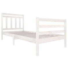 Vidaxl Posteljni okvir bel iz trdnega lesa 90x200 cm