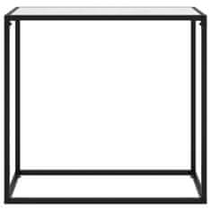 Vidaxl Konzolna mizica bela 80x35x75 cm kaljeno steklo