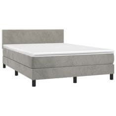 Vidaxl Box spring postelja z vzmetnico svetlo siva 140x200 cm žamet