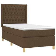 Vidaxl Box spring postelja z vzmetnico temno rjava 90x200 cm blago