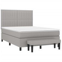 Vidaxl Box spring postelja z vzmetnico svetlo siva 140x200 cm blago