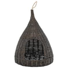 Vidaxl Mačja hišica z blazino siva 40x60 cm naravna vrba
