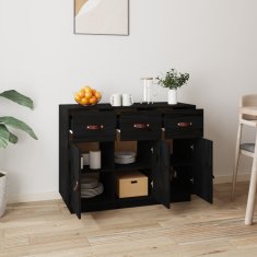 Vidaxl Komoda črna 100x40x75 cm trdna borovina