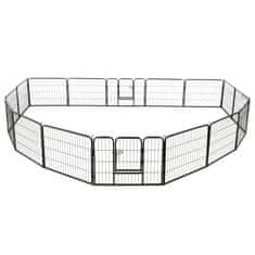 Vidaxl Ograda za pse s 16 jeklenimi paneli 60x80 cm črne barve