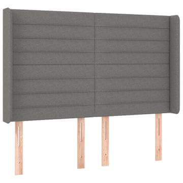 Vidaxl Vzglavje z ušesi temno sivo 147x16x118/128 cm blago