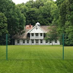 Vidaxl Žična mrežna ograja s stebrički jeklo 25x0,5 m zelena