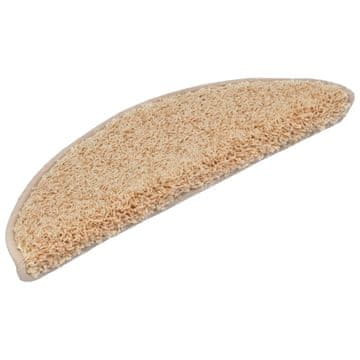 Vidaxl Stopniščne preproge 15 kosov 56x17x3 cm kremne polkrožne