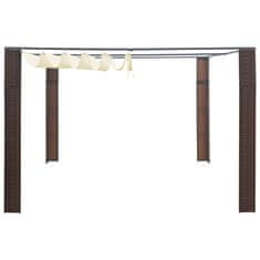 Vidaxl Paviljon s streho poli ratan 300x300x200 cm rjav in krem