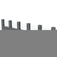 Vidaxl Gabionska košara U-oblike pocinkano jeklo 570x20x100 cm