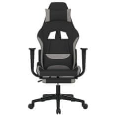 Vidaxl Masažni gaming stol z oporo za noge črno in svetlo sivo blago