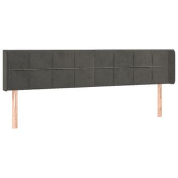 Vidaxl Vzglavje z ušesi temno sivo 203x16x78/88 cm žamet