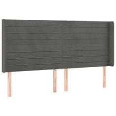 Vidaxl LED posteljno vzglavje temno sivo 203x16x118/128 cm žamet