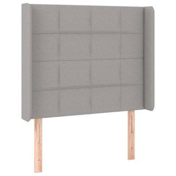 Vidaxl Vzglavje z ušesi svetlo sivo 103x16x118/128 cm blago